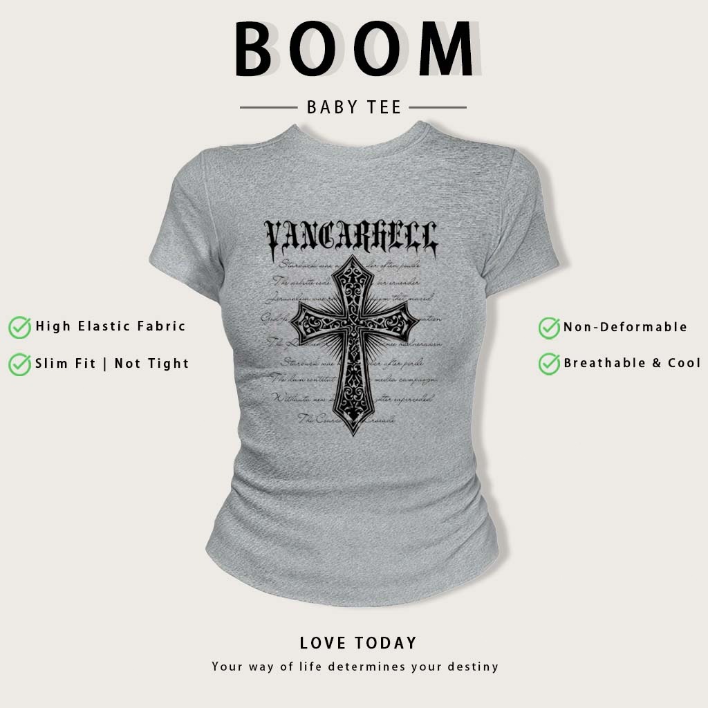 BOOM Áo Baby Tee Nữ Cotton Ôm Body-Áo Thun Ngắn Tay Y2K In Hình PhongCách Mùa Hè, Cổ Tròn Hàng Đầucách hàn quốc phong#09