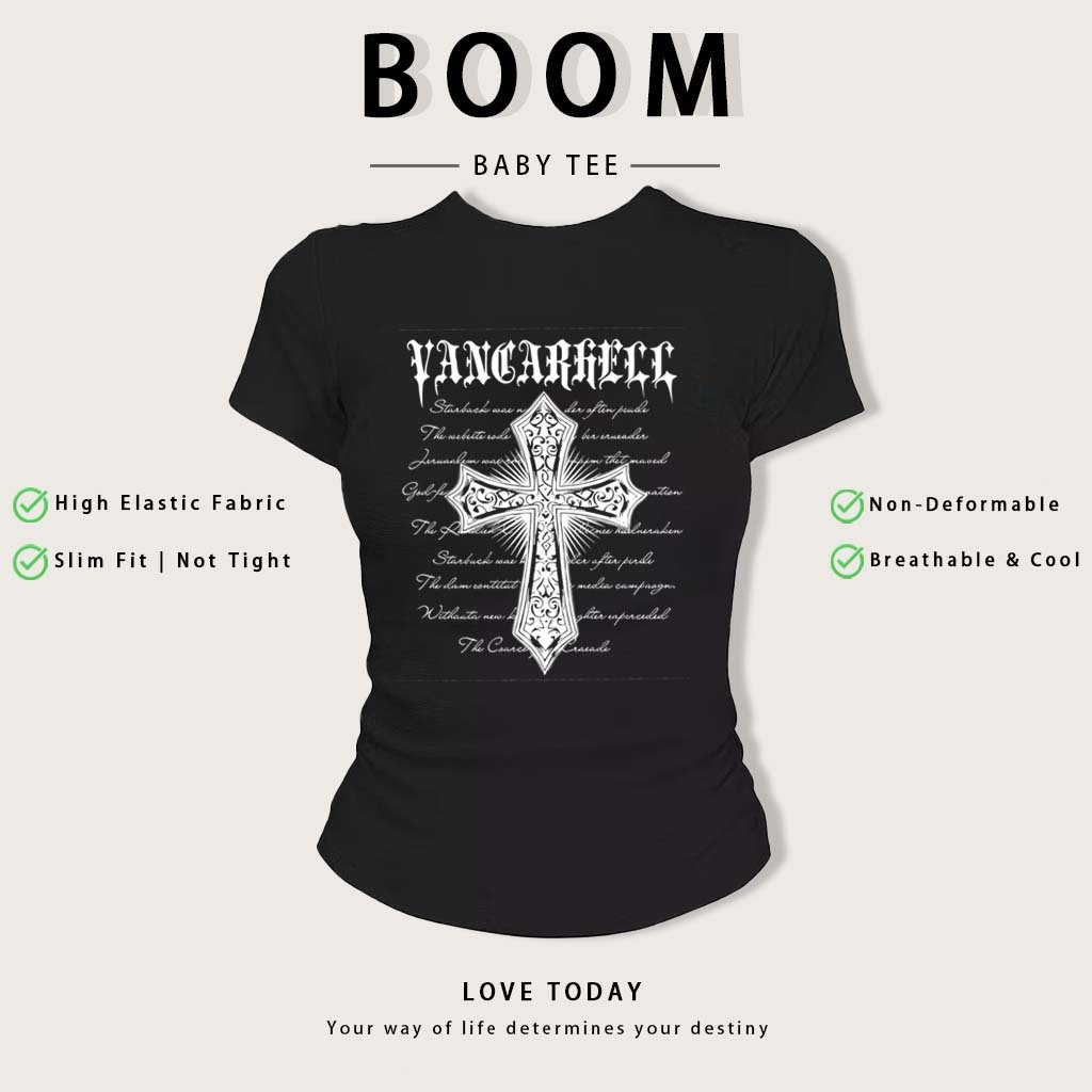 BOOM Áo Baby Tee Nữ Cotton Ôm Body-Áo Thun Ngắn Tay Y2K In Hình PhongCách Mùa Hè, Cổ Tròn Hàng Đầucách hàn quốc phong#09