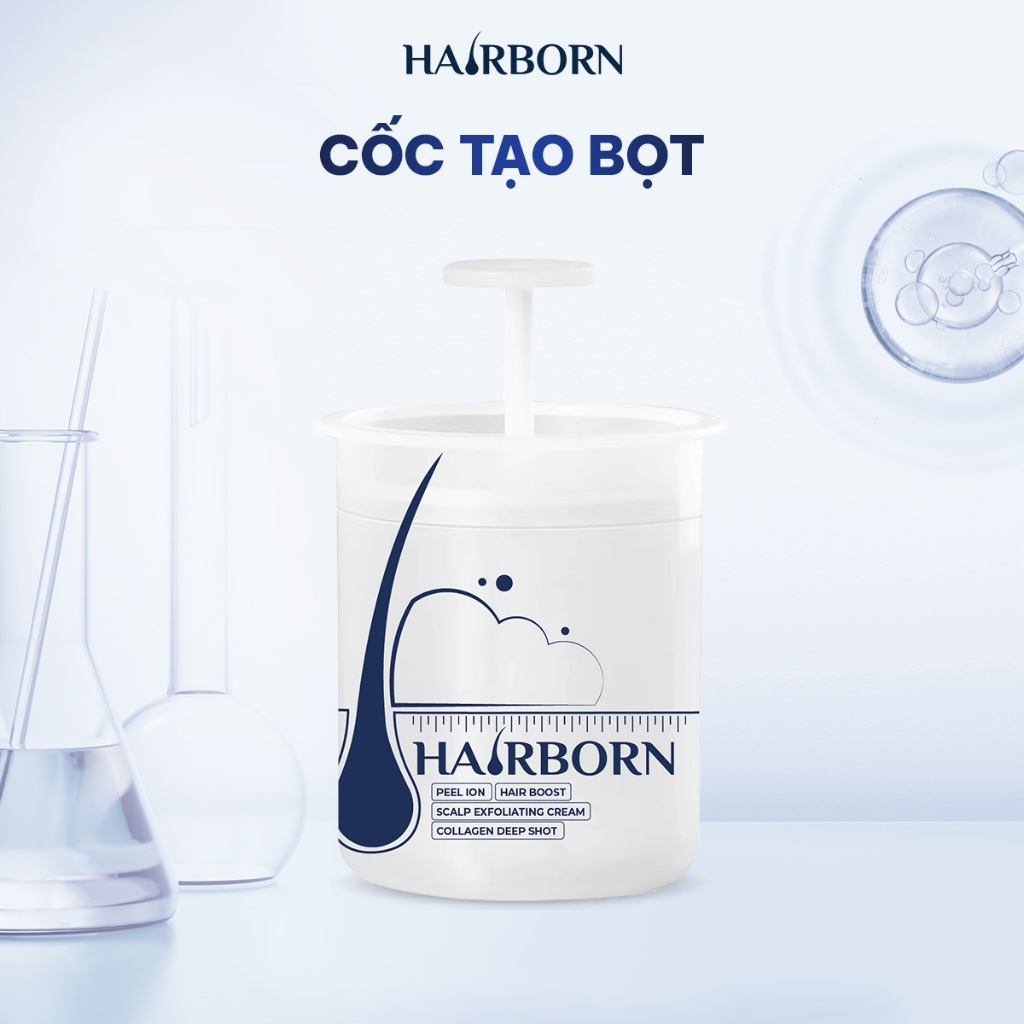 Combo Giảm Rụng và Hỗ Trợ Mọc Tóc gồm 1 Dầu Gội 450g và 2 tuýp Lăn Tóc 60g/tuýp Hairborn tặng Cốc tạo bọt