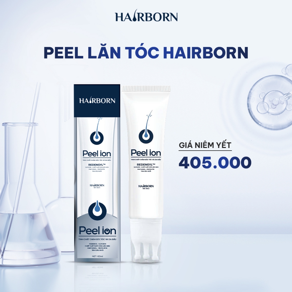 Combo Peel lăn Ion Hairborn 60g và Kem ủ tóc Collagen Hairborn 170g, hỗ trợ giảm rụng và dưỡng tóc suôn mượt