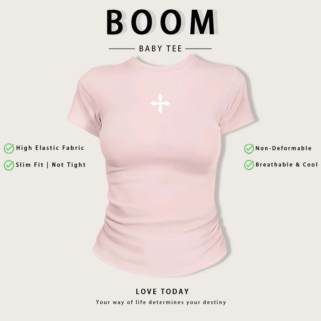 BOOM Áo Baby Tee Nữ Cotton Ôm Body-Áo Thun Ngắn Tay Y2K In Hình PhongCách Mùa Hè, Cổ Tròn Hàng Đầucách hàn quốc phong#10