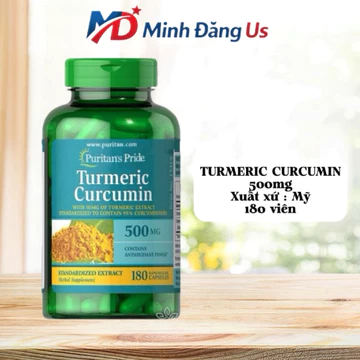 Viên uống hỗ trợ dạ dày tinh chất nghệ Turmeric Curcumin 500mg 180 viên Puritan Pride.