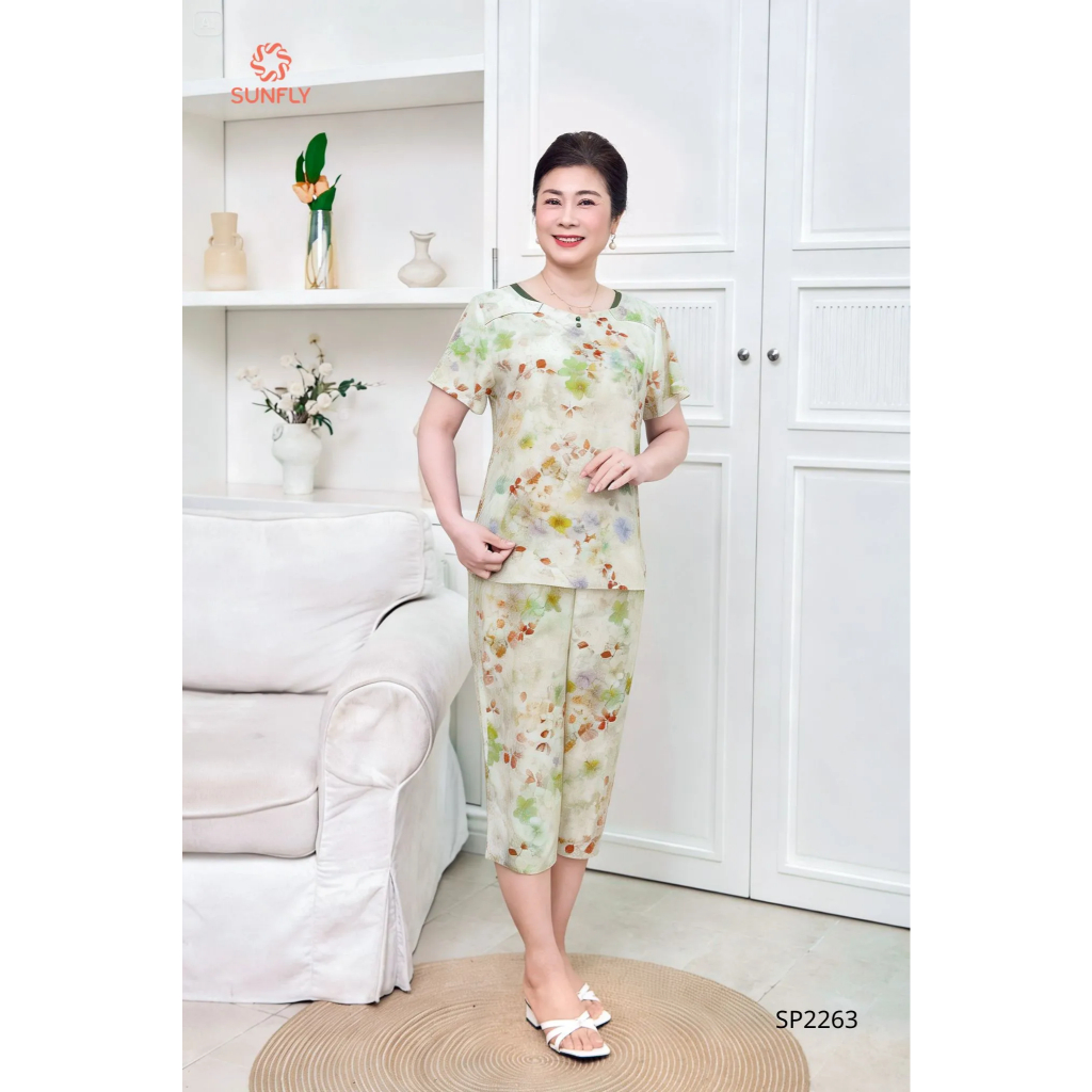 SP2263 Đồ bộ mặc nhà nữ lanh áo cộc quần ngố