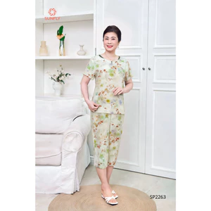 SP2263 Đồ bộ mặc nhà nữ lanh áo cộc quần ngố