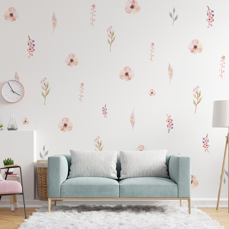 [Nhiều Mẫu Bộ 3] Decal Dán Tường Họa Tiết Hoa Cỏ Lá Cây Có Keo Sẵn - Trang Trí Tường Nhà Quán Cà Phê