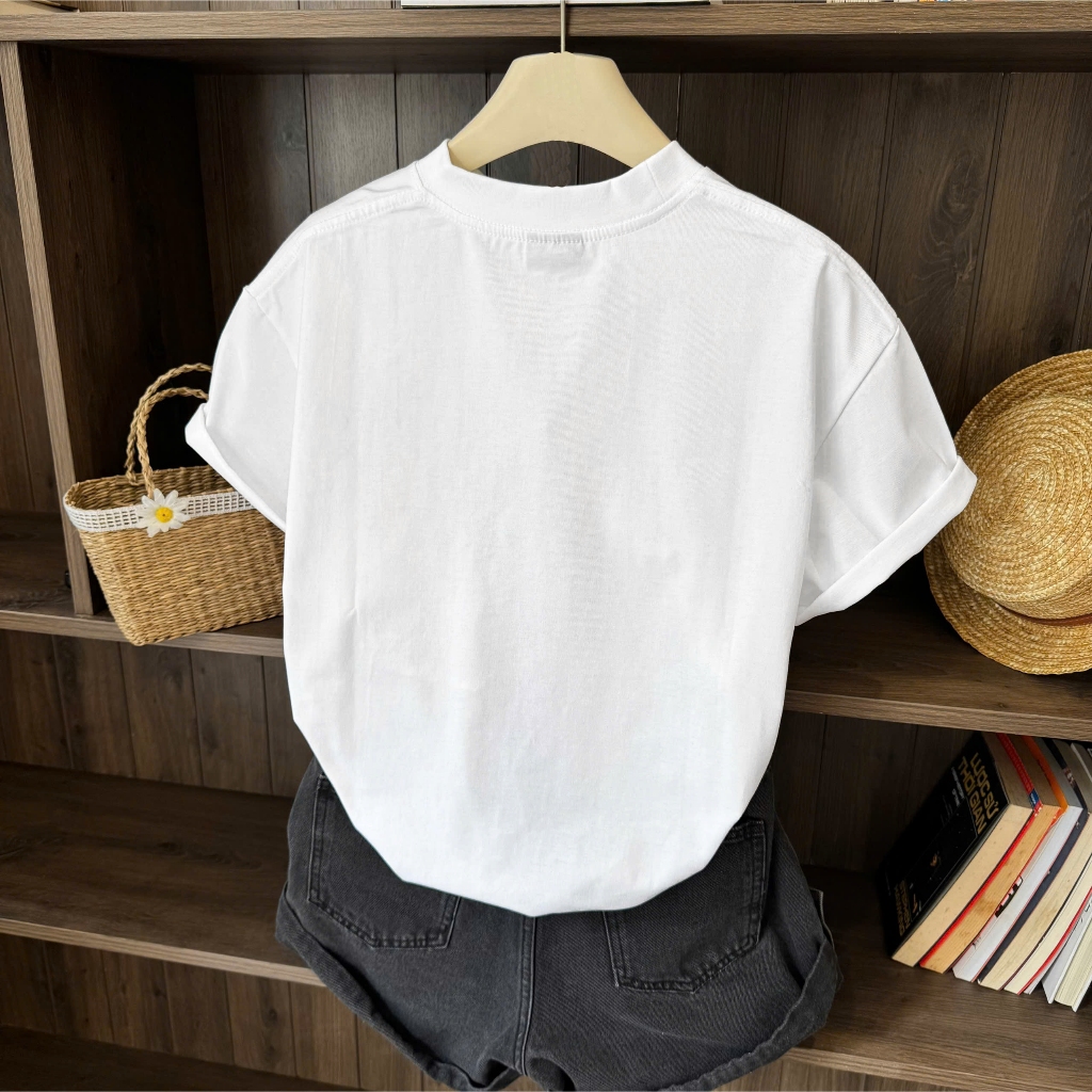 Áo Thun Boxi Ô Hoa Trắng Năng Động, Chất Cotton Mềm Mịn, Có Kèm Hình Thật.