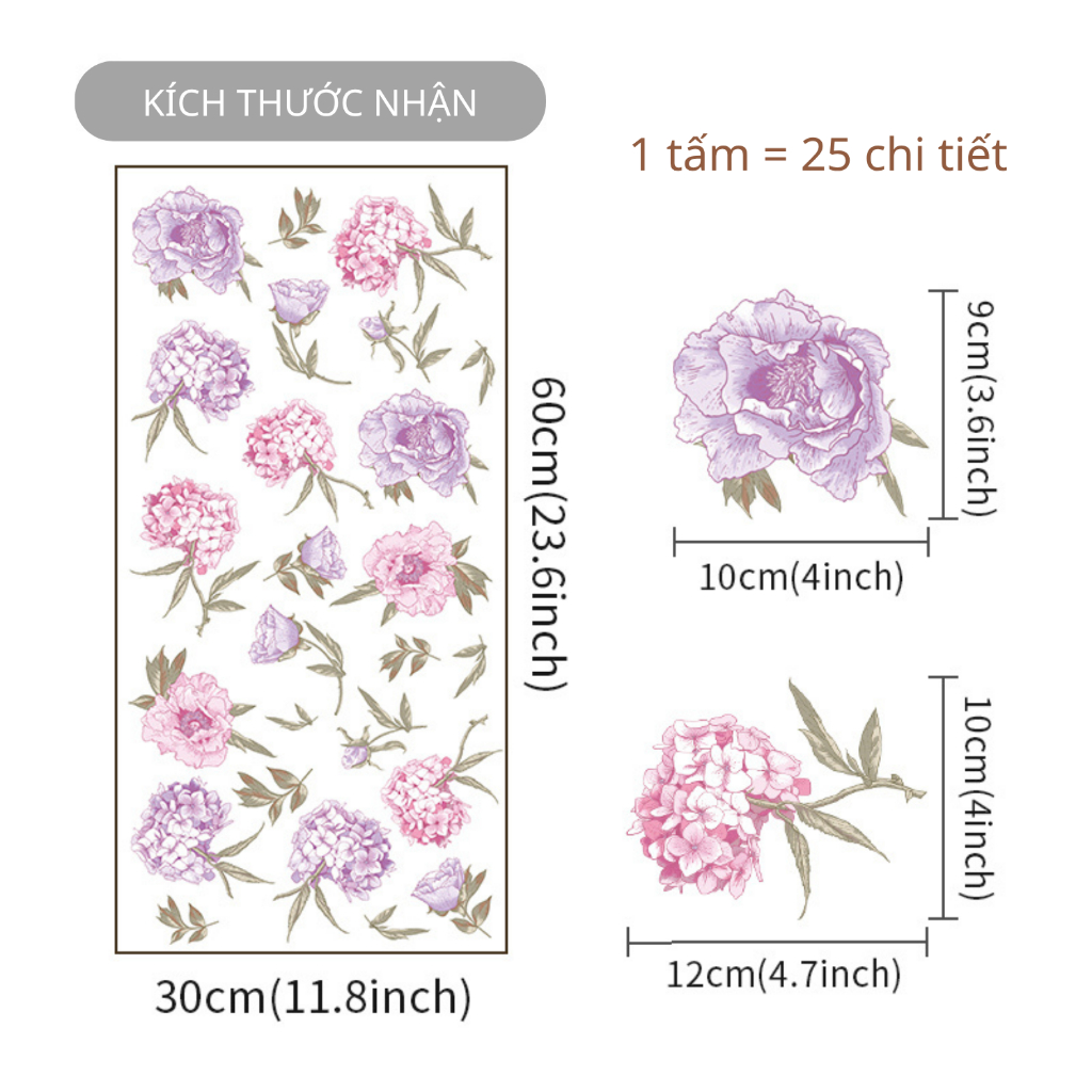 Sticker Decal Dán Tường Mẫu Hoa Nhí 8 Có Keo Sẵn - Trang Trí Cửa Kính - Decor Quán Cafe - Phòng Ngủ