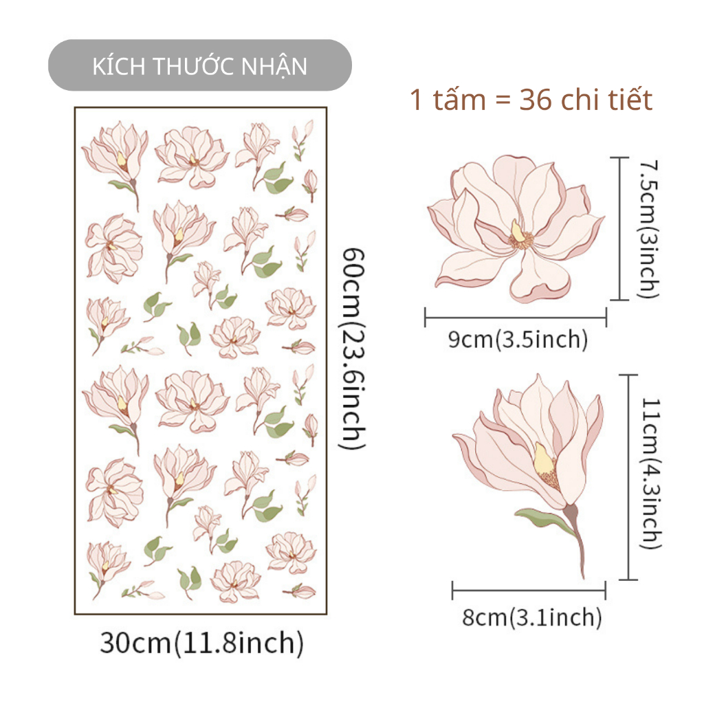 Sticker Decal Dán Tường Mẫu Hoa Nhí 12 Có Keo Sẵn - Trang Trí Cửa Kính - Decor Quán Cafe - Phòng Ngủ