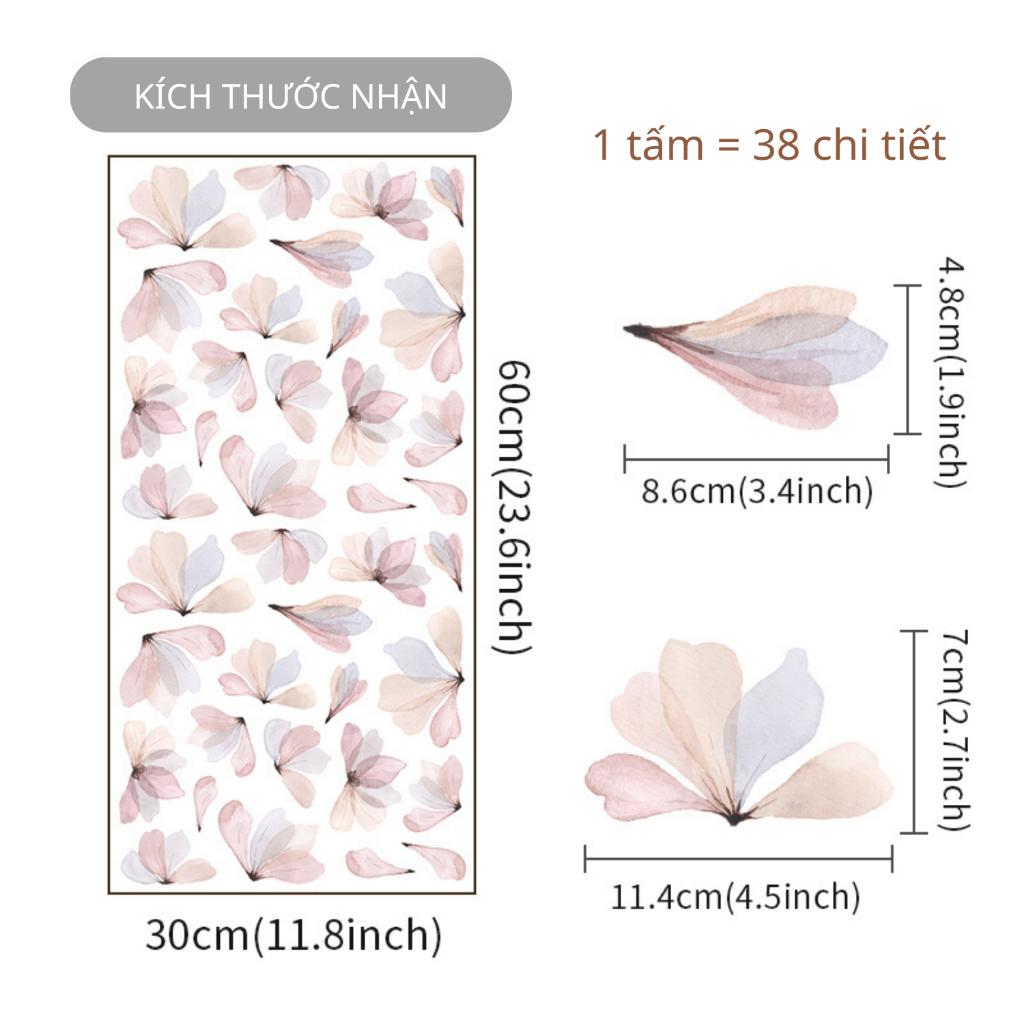Sticker Decal Dán Tường Mẫu Hoa Nhí 13 Có Keo Sẵn - Trang Trí Cửa Kính - Decor Quán Cafe - Phòng Ngủ