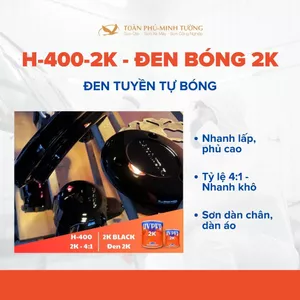 |Đen 2K| Sơn xe máy HYPER 2K Đen tự bóng - (Code: H-400-2K) - 1.25 Lít