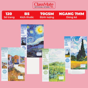 Vở Kẻ Ngang Van Gogh ClassMate Vở 120 Trang B5 Vở Viết 70gsm Ghi Chép, Viết Bài, Bìa Chống Nước NB5-12-0326