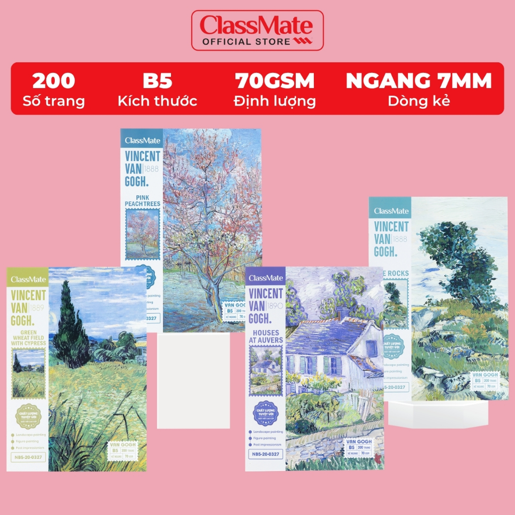 Vở Kẻ Ngang 200 Trang Classmate Vở Viết B5 70gsm Bìa Van Gogh Chống Nước Cho Học Sinh Sinh Viên Ghi Chép Bài NB5-20-0327