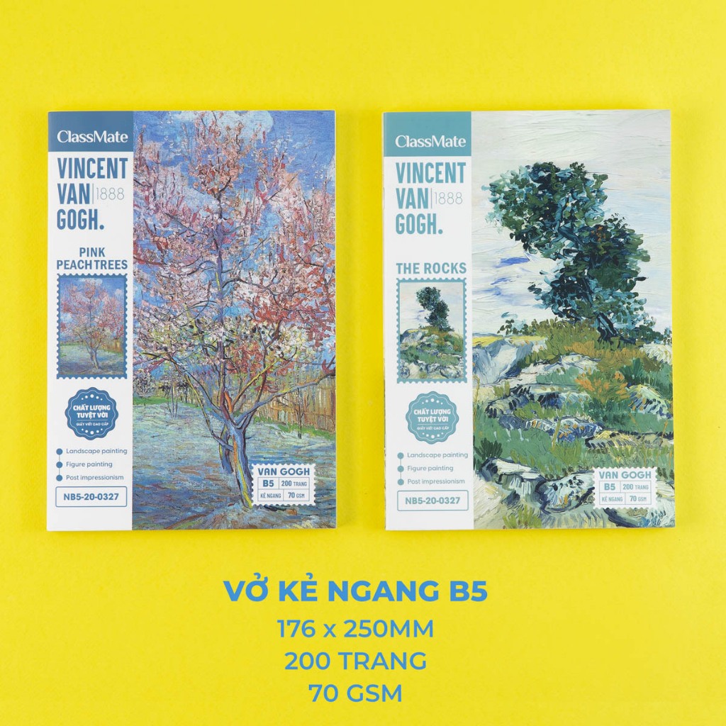 Vở Kẻ Ngang 200 Trang Classmate Vở Viết B5 70gsm Bìa Van Gogh Chống Nước Cho Học Sinh Sinh Viên Ghi Chép Bài NB5-20-0327