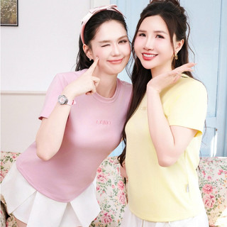 Áo thun nữ GUNO áo phông vải cotton mát cao cấp logo thêu phom vừa năng động dễ phối 26AG28/AB38
