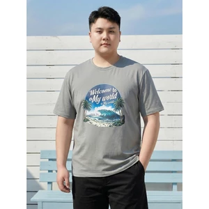Áo Thun Nam Bigsize 80-140kg AKYOO Cao Cấp, Chất Liệu Cotton Co Giãn, Thoáng Mát, Akyoo Bigsize Nam -AT L XAM