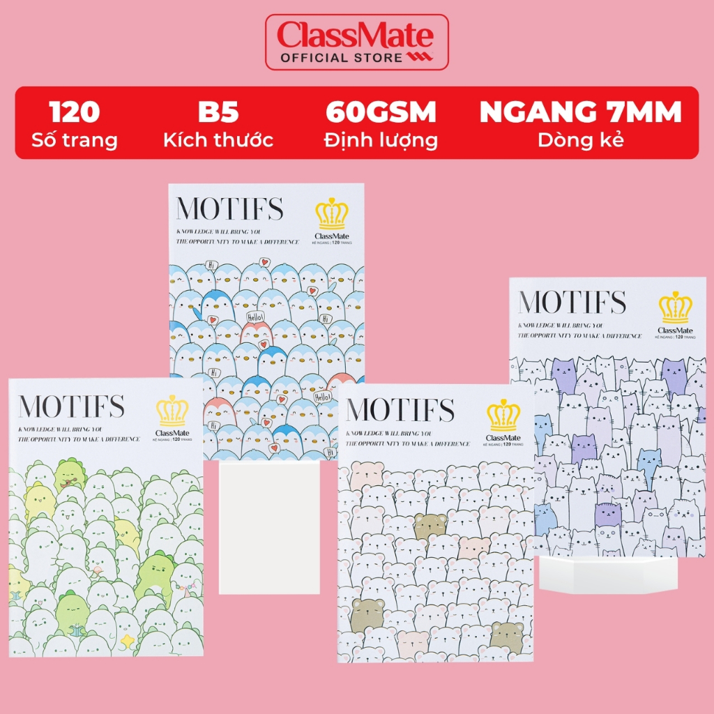 Vở Kẻ Ngang 120 Trang Classmate Vở Viết B5, 60gsm Tập Sinh Viên Bìa Pattern Chống Nước Ghi Chép, Viết Bài NB5-12-0613
