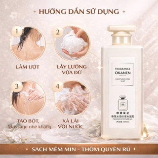Sữa tắm hương nước hoa OKANEN 800ml - Dưỡng ẩm, trắng sáng, mềm mịn da, thơm lâu