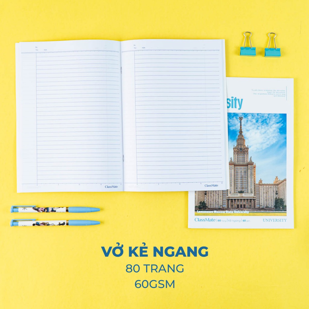 Vở Kẻ Ngang 80 Trang Classmate Quyển Vở B5, 60gsm Bìa Đại Học Chống Nước Tập Sinh Viên Ghi Chép NB5-08-0334