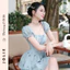 Váy Ren Đục Lỗ JOLIE Dáng Xòe Cổ Vuông Tay Bồng Thiết Kế Tiểu Thư Sang Chảnh Đi Chơi Hẹn Hò