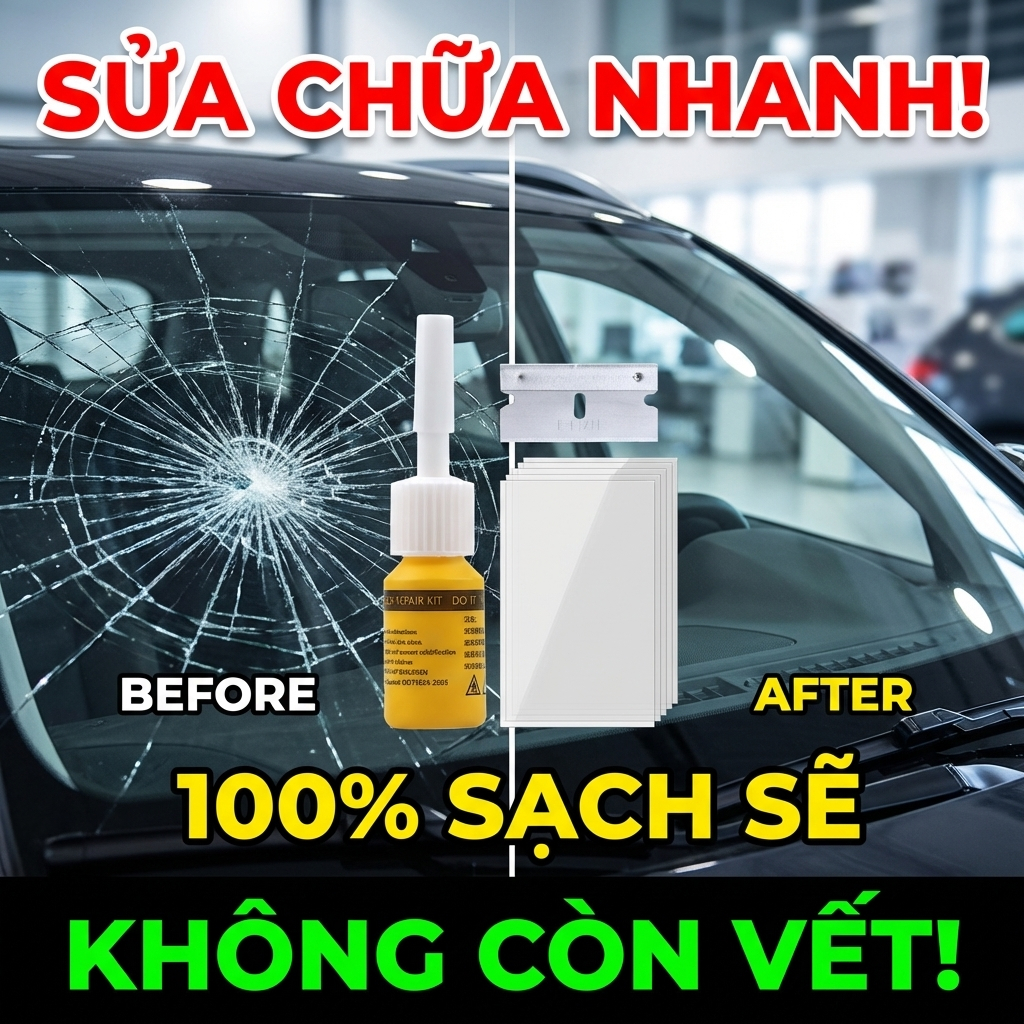 🚗 Chỉ 1 lần là hết nứt 🚗 Dung dịch sửa kính ô tô, bộ sửa kính, không cần thay kính