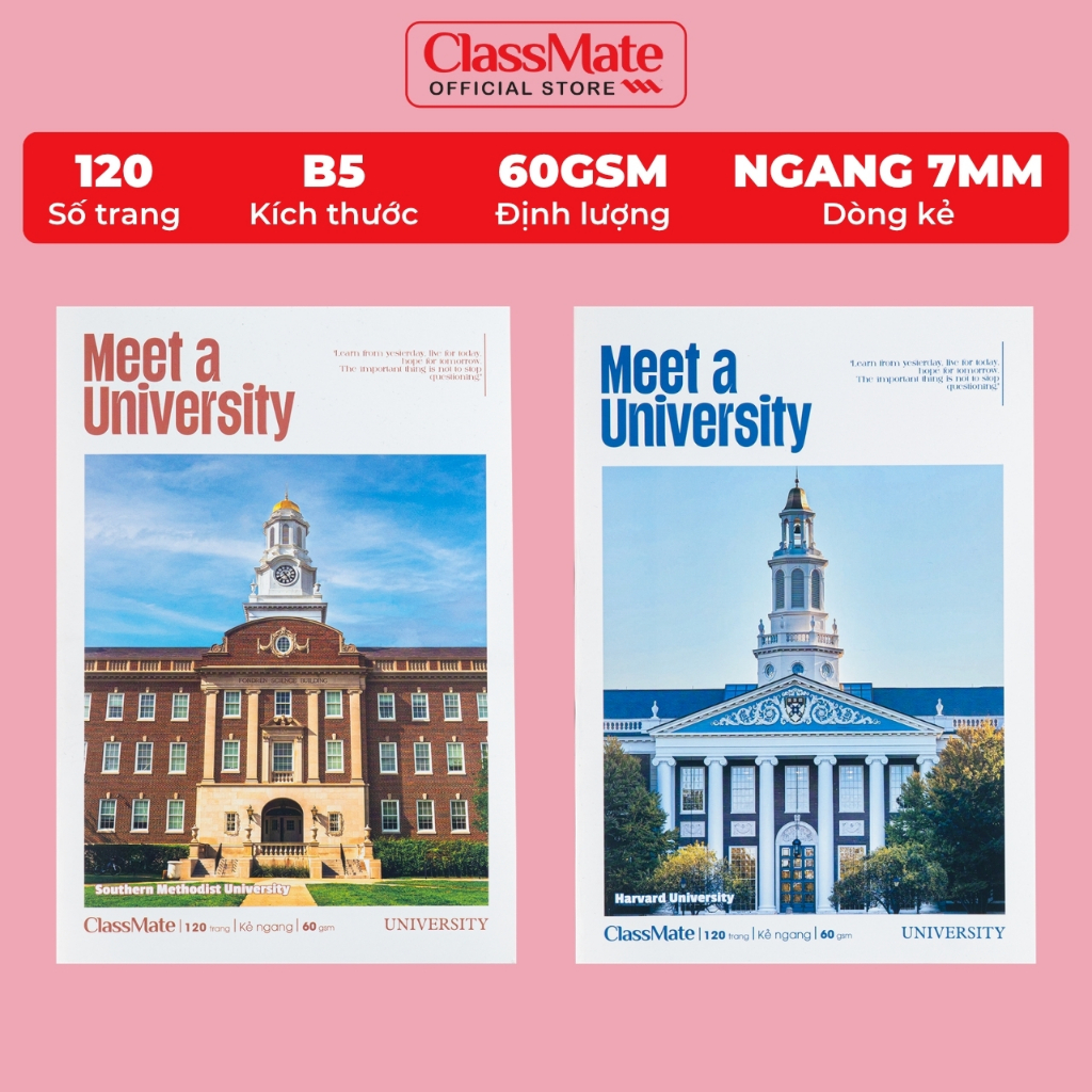 Vở Kẻ Ngang 120 Trang Classmate Quyển Vở B5, 60gsm Bìa Đại Học Chống Nước Tập Học Sinh Sinh Viên Ghi Chép NB5-12-0335