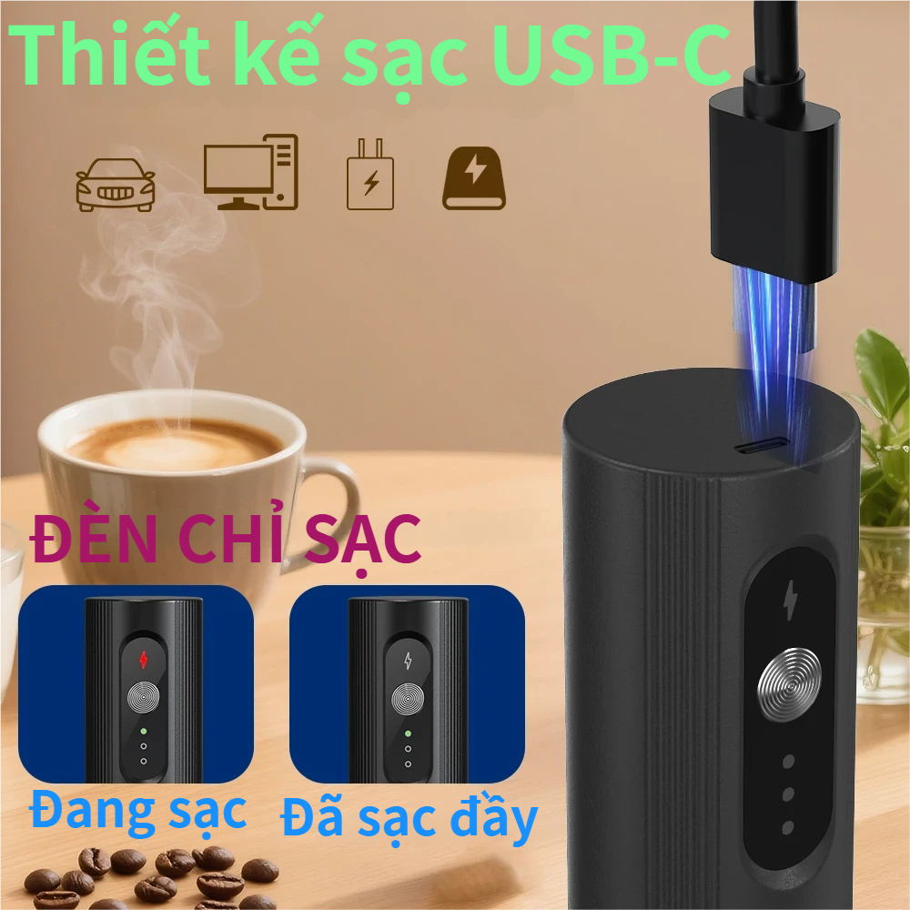 Máy Tạo Bọt Mini Đa Năng Cầm Tay 3 Cấp Tốc Độ, Sạc USB Dùng Cho Cà Phê, Sữa Bột, Sữa Tươi