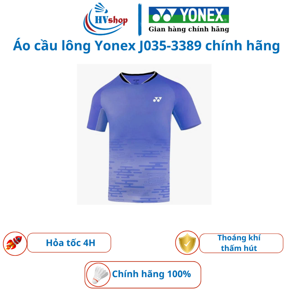 Áo cầu lông Yonex chính hãng 3389-CNY26, thấm hút mồ hôi tốt, chất liệu thoáng khí - HVShop