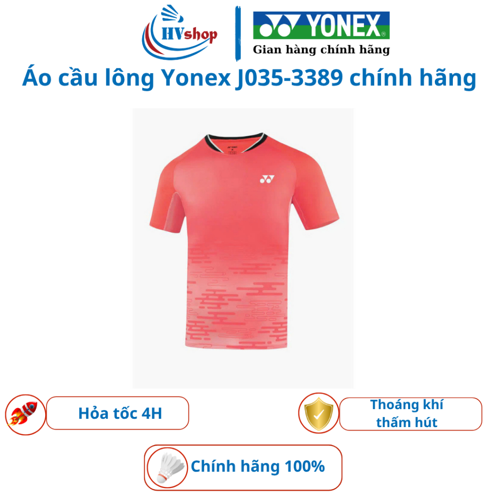 Áo cầu lông Yonex chính hãng 3389-CNY26, thấm hút mồ hôi tốt, chất liệu thoáng khí - HVShop
