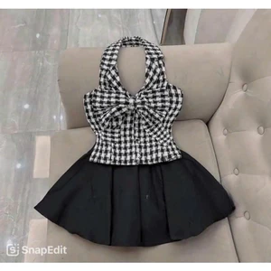 Sét Áo croptop bé gái phối chân váy xếp ly dáng ngắn set đồ bé gái phong cách tiểu thư Hàn Quốc mẹ và bé 13-56kg