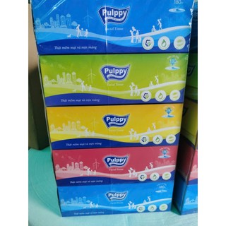 Combo Khăn Giấy Hộp Giấy Rút Pulppy 2 Lớp Mềm Mịn Siêu Dai 180 Tờ/ Hộp - Cty Giấy Thành Công