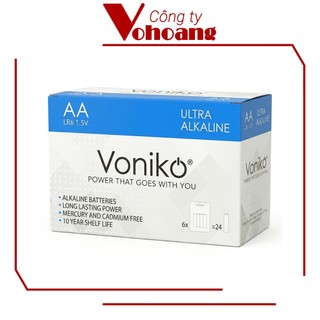 Hộp 24 viên pin Alkaline AA Thương Hiệu Mỹ Voniko chất lượng cao, bền bỉ, hiệu năng vượt trội
