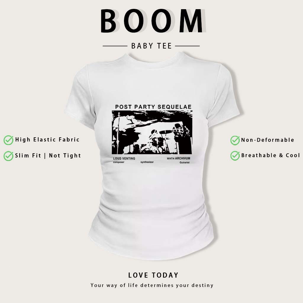 BOOM Áo Baby Tee Nữ Cotton Ôm Body-Áo Thun Ngắn Tay Y2K In Hình PhongCách Mùa Hè, Cổ Tròn Hàng Đầucách hàn quốc phong#13