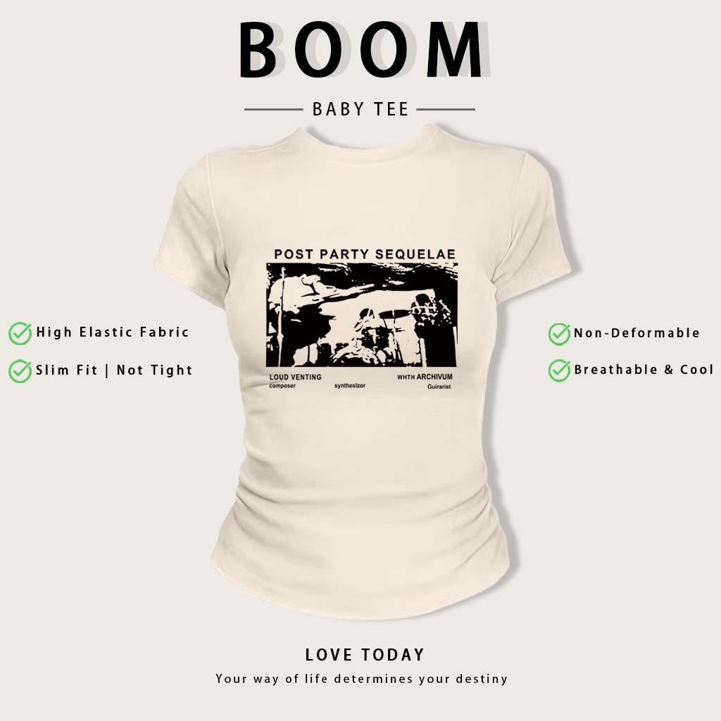 BOOM Áo Baby Tee Nữ Cotton Ôm Body-Áo Thun Ngắn Tay Y2K In Hình PhongCách Mùa Hè, Cổ Tròn Hàng Đầucách hàn quốc phong#13