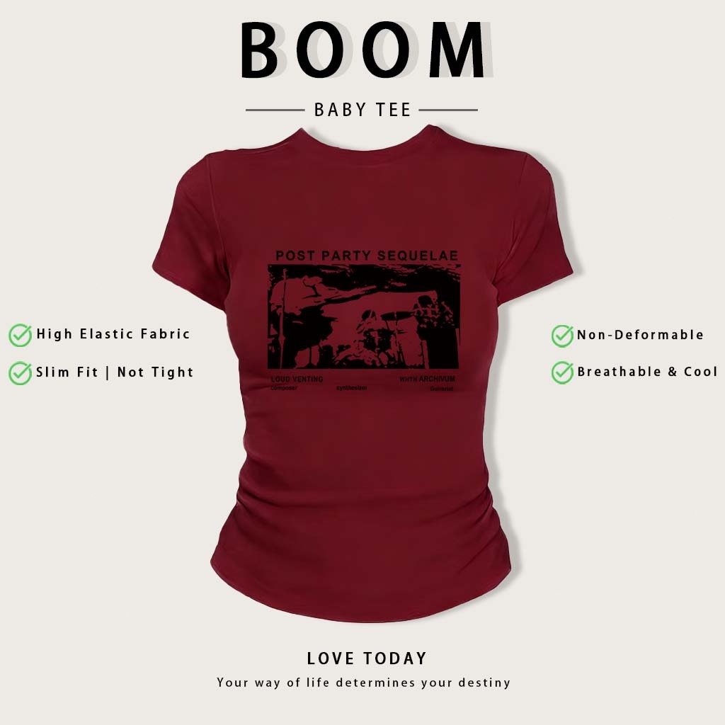BOOM Áo Baby Tee Nữ Cotton Ôm Body-Áo Thun Ngắn Tay Y2K In Hình PhongCách Mùa Hè, Cổ Tròn Hàng Đầucách hàn quốc phong#13