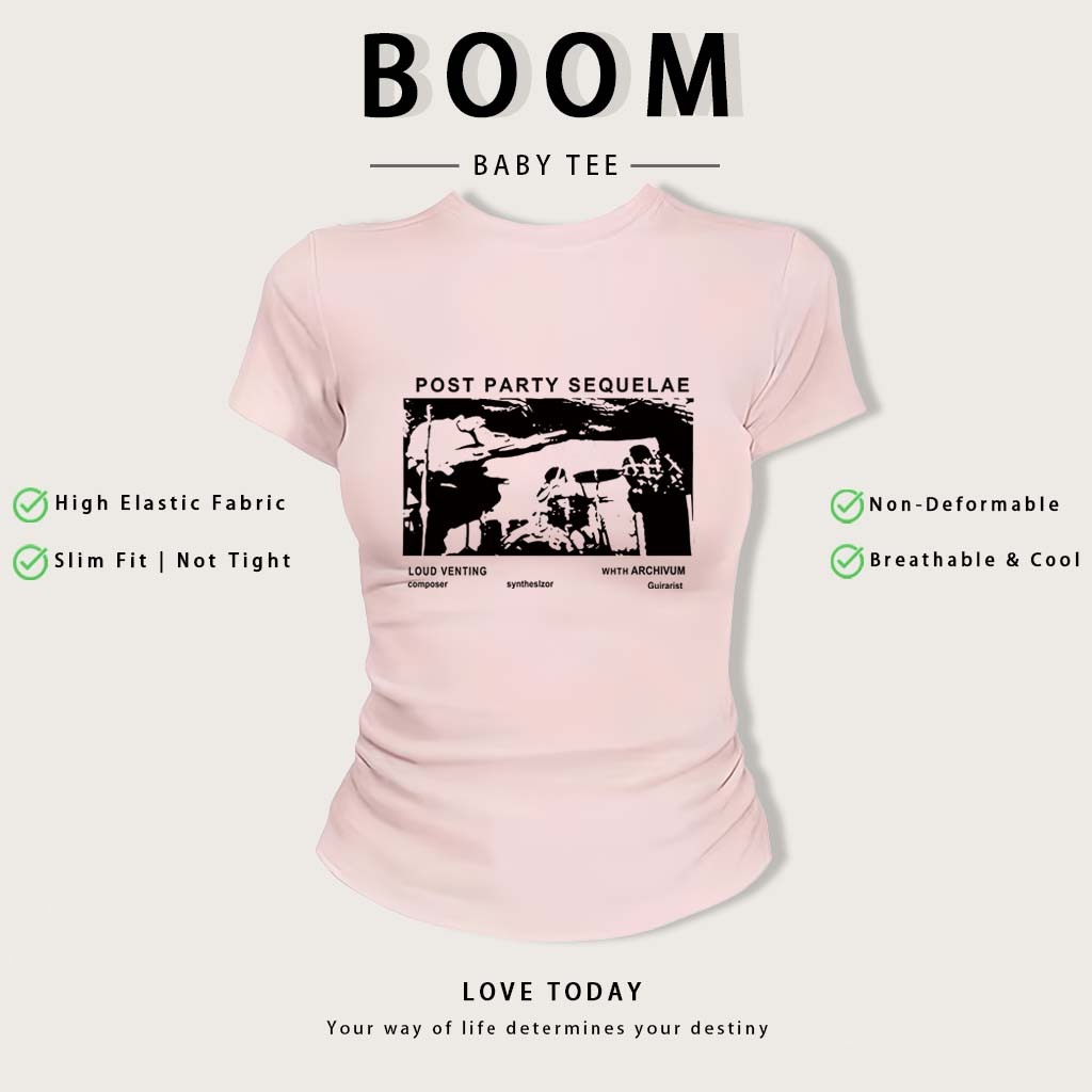 BOOM Áo Baby Tee Nữ Cotton Ôm Body-Áo Thun Ngắn Tay Y2K In Hình PhongCách Mùa Hè, Cổ Tròn Hàng Đầucách hàn quốc phong#13