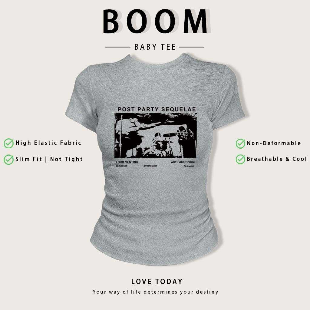 BOOM Áo Baby Tee Nữ Cotton Ôm Body-Áo Thun Ngắn Tay Y2K In Hình PhongCách Mùa Hè, Cổ Tròn Hàng Đầucách hàn quốc phong#13