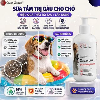 Sữa Tắm Chó Chống Gàu Over Zoo 250ml | Dịu nhẹ – Da nhạy cảm | Châu Âu