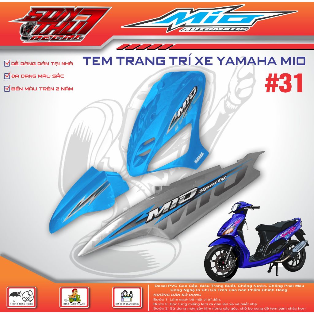 TEM XE MIO SPORT #31 (CHẤT LƯỢNG CAO - SẮC NÉT - KHÔNG PHAI MÀU)