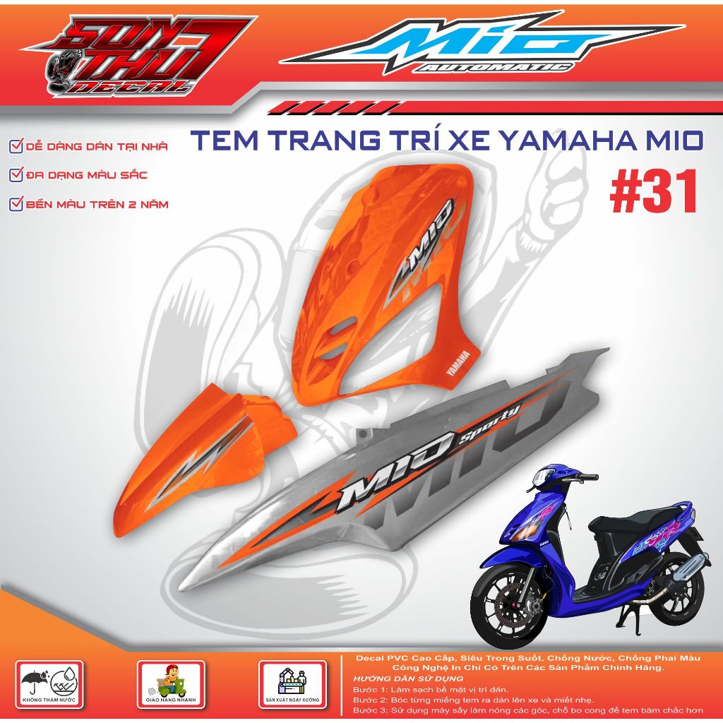 TEM XE MIO SPORT #31 (CHẤT LƯỢNG CAO - SẮC NÉT - KHÔNG PHAI MÀU)