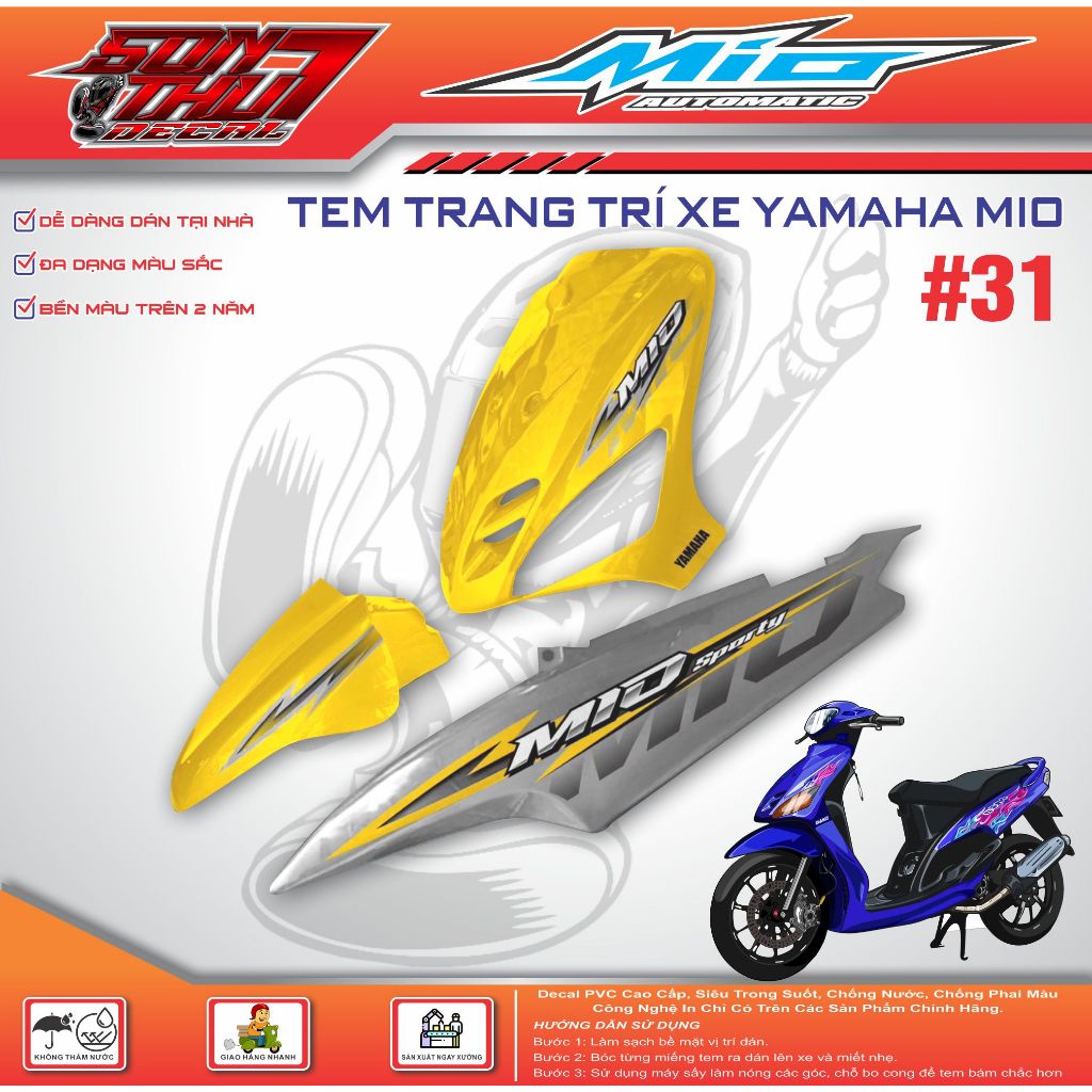 TEM XE MIO SPORT #31 (CHẤT LƯỢNG CAO - SẮC NÉT - KHÔNG PHAI MÀU)