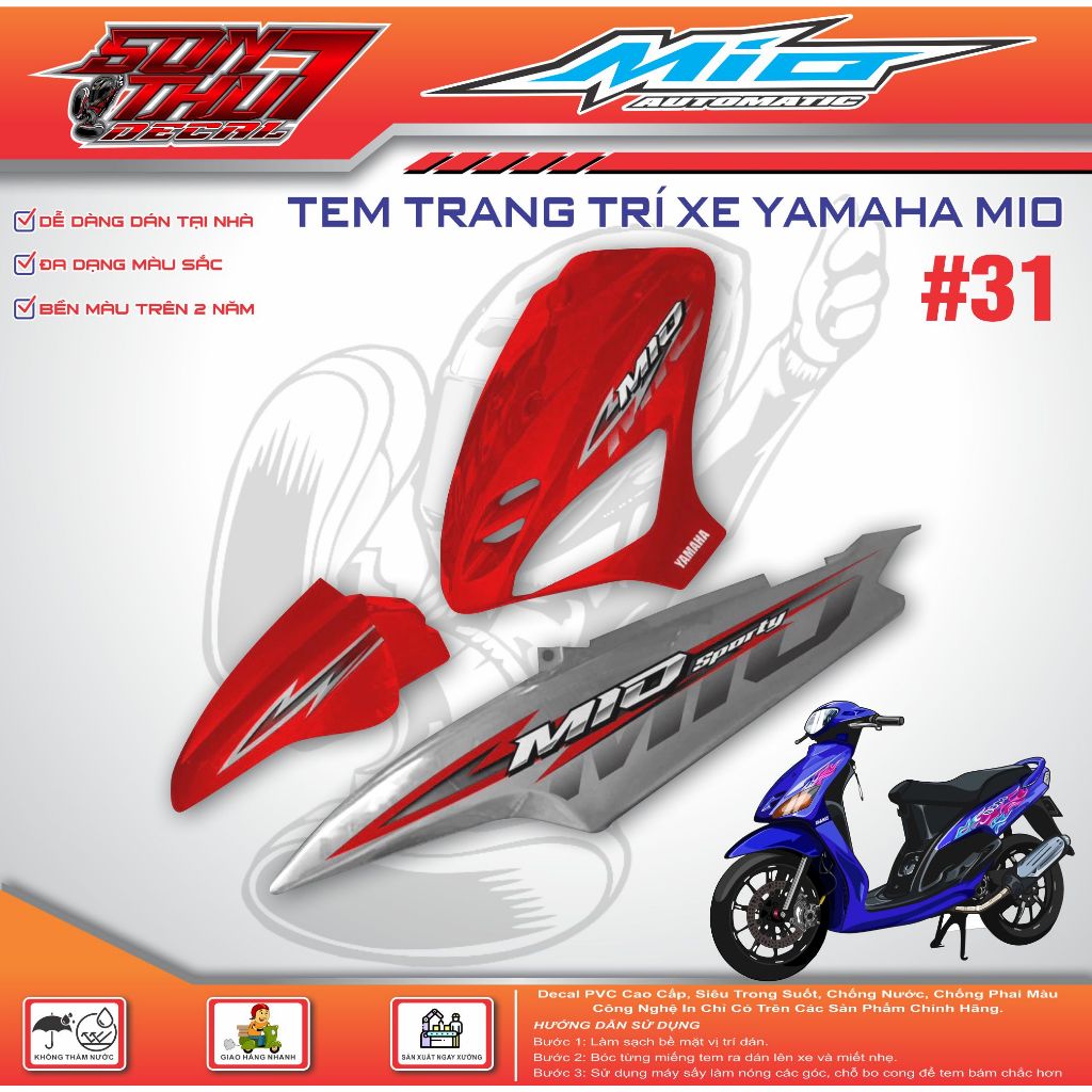 TEM XE MIO SPORT #31 (CHẤT LƯỢNG CAO - SẮC NÉT - KHÔNG PHAI MÀU)