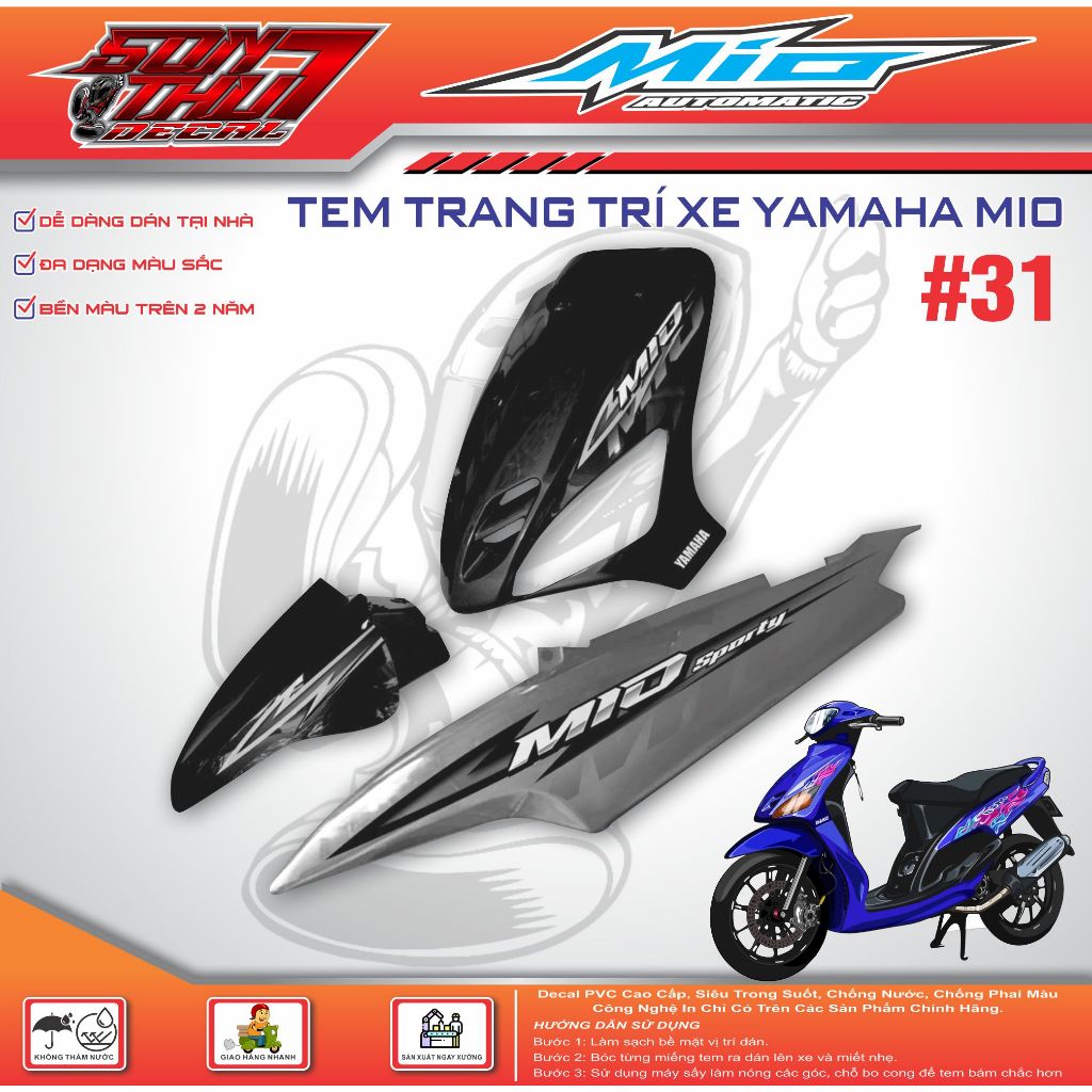 TEM XE MIO SPORT #31 (CHẤT LƯỢNG CAO - SẮC NÉT - KHÔNG PHAI MÀU)