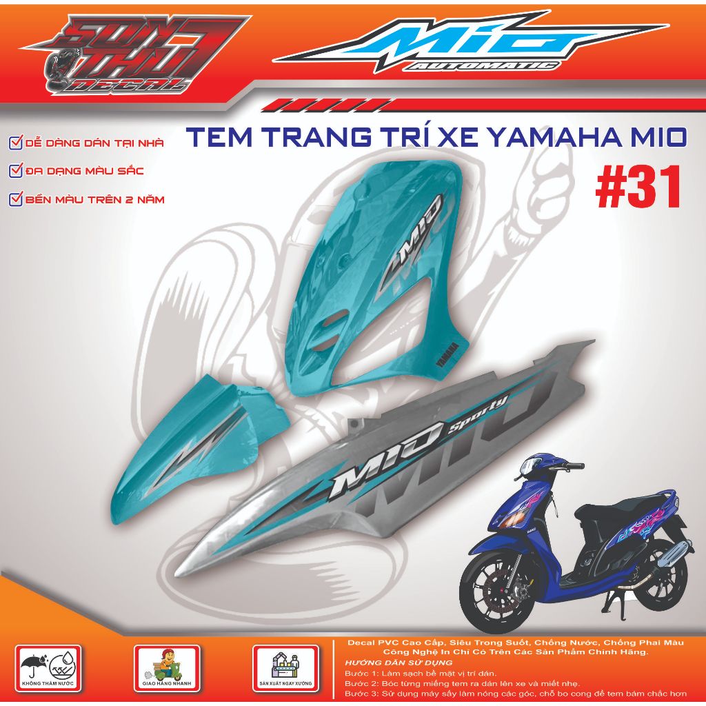 TEM XE MIO SPORT #31 (CHẤT LƯỢNG CAO - SẮC NÉT - KHÔNG PHAI MÀU)