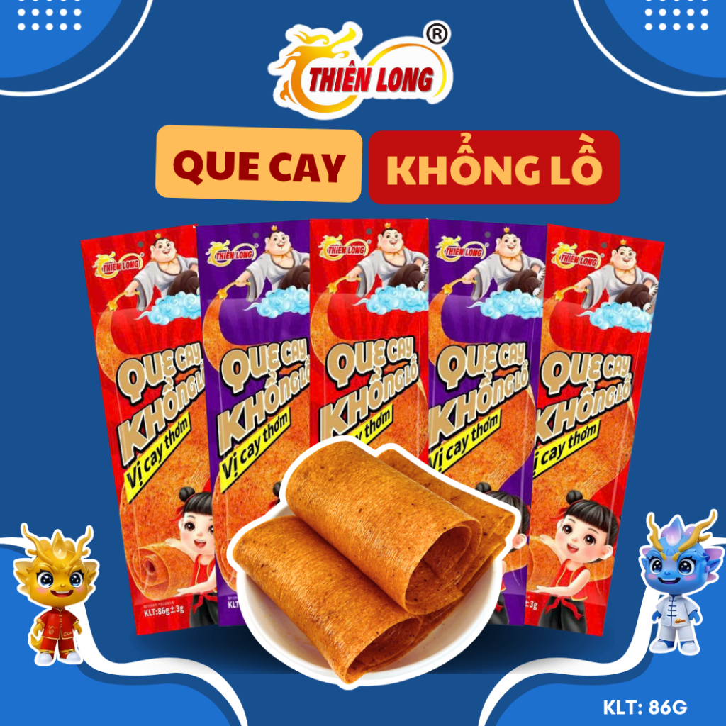 Snack que cay khổng lồ, que cay vị tuổi thơ Thiên Long Food 86g 500mm