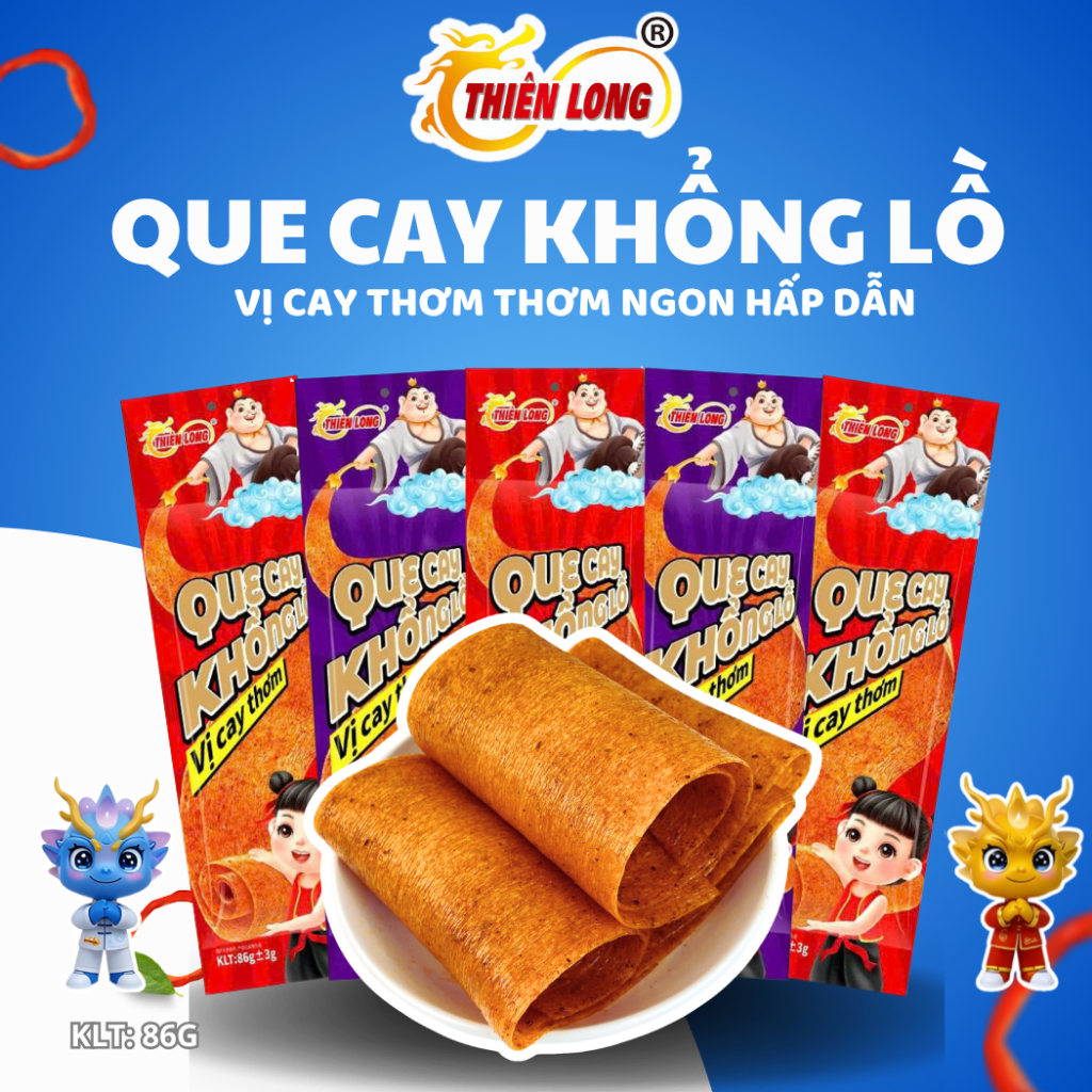 Snack que cay khổng lồ, que cay vị tuổi thơ Thiên Long Food 86g 500mm