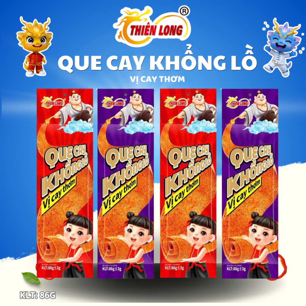 Snack que cay khổng lồ, que cay vị tuổi thơ Thiên Long Food 86g 500mm