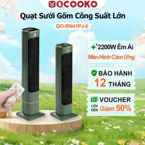 Quạt Sưởi Gốm QCOOKER, Máy Sưởi Cây Công Suất Lớn 2200W Sưởi Gốm, PTC Ceramic Không Khô Da