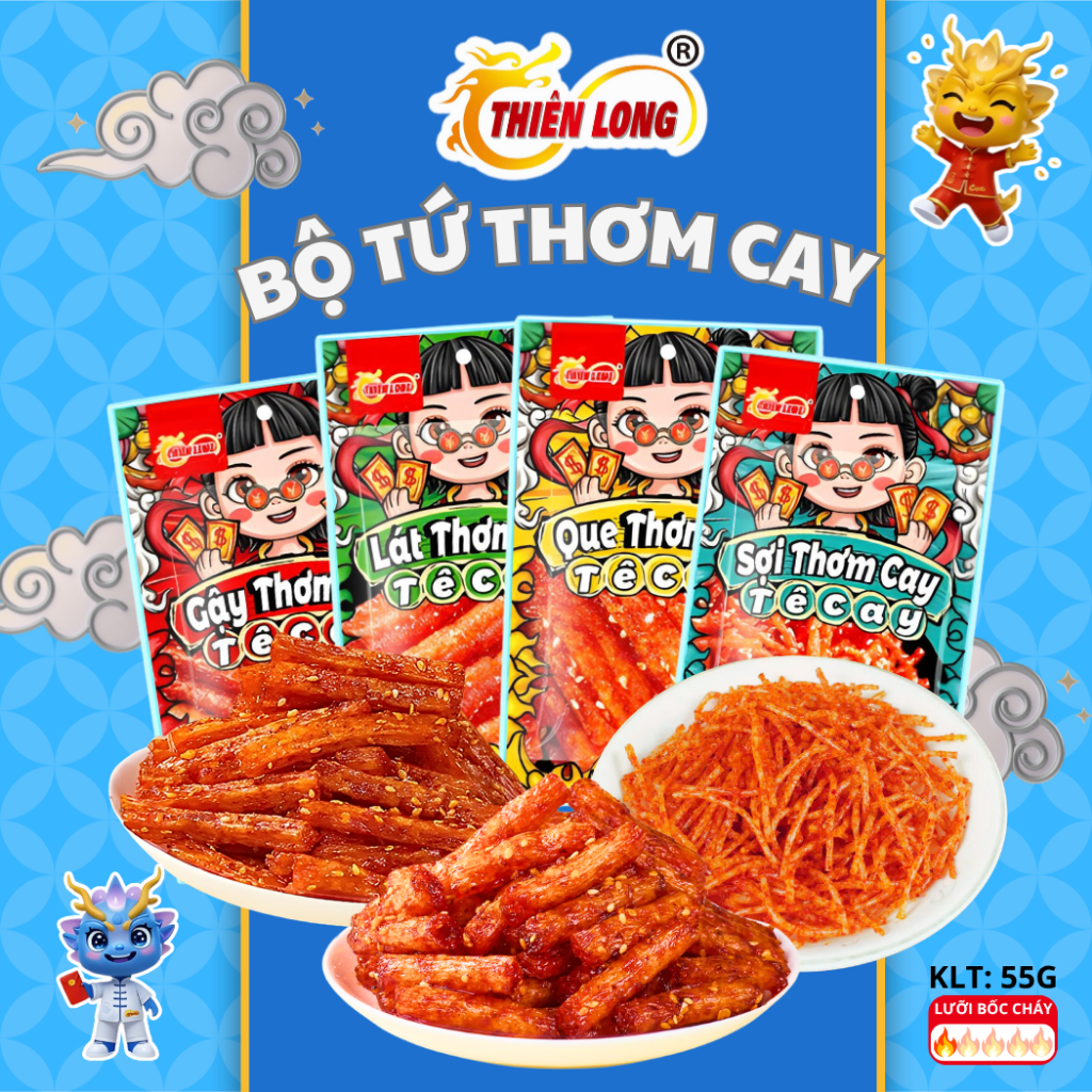 Combo 4 Gói Que  Cay Natra Thơm Cay Đồ Ăn Vặt Thiên Long Food Đậm Đà Hương Vị Tuổi Thơ