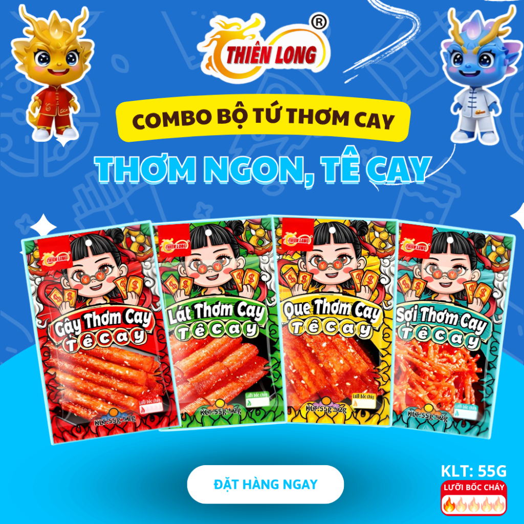 Combo 4 Gói Que  Cay Natra Thơm Cay Đồ Ăn Vặt Thiên Long Food Đậm Đà Hương Vị Tuổi Thơ