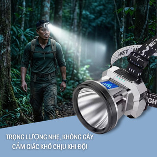 Đèn Đội Đầu Siêu Sáng 2 Màu Vàng Trắng, Sạc Nhanh Type-C, Đeo Trán Chống Nước, Chiếu Xa Mạnh, Dùng Đi Phượt Câu Cá Sửa C
